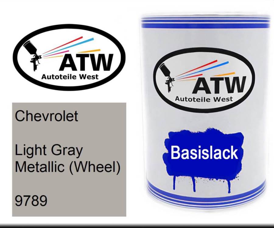 Chevrolet, Light Gray Metallic (Wheel), 9789: 500ml Lackdose, von ATW Autoteile West.